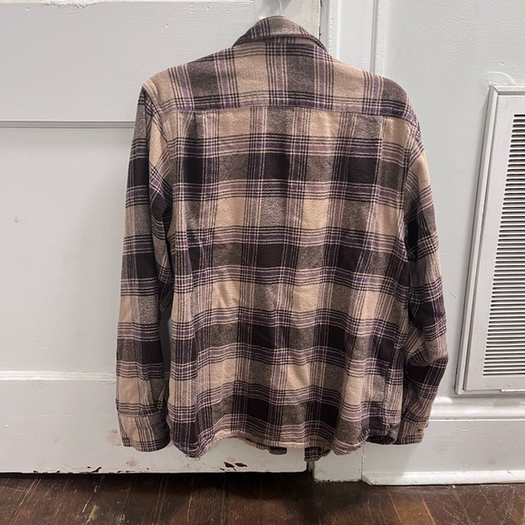 Obey Checkered Flannel in Purple and Cream - Picture 2 of 4